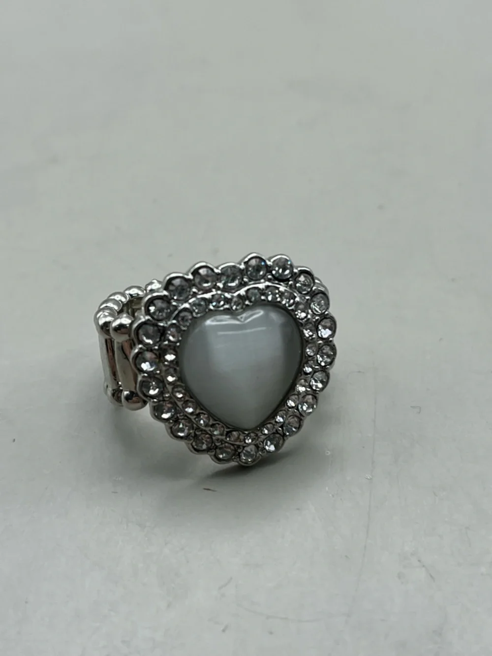 LOT OF 4 Gorgeous Silver Tone Stretchy Statement Rings - Black & White Glam